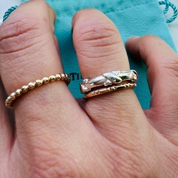 GUC Tiffany Signature X Ring Band in Sterling Silver Stacking, sz 6 - Picture 1 of 5
